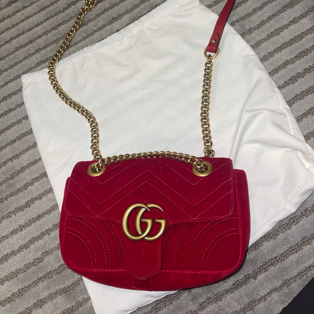 Gucci Marmont in red velvet